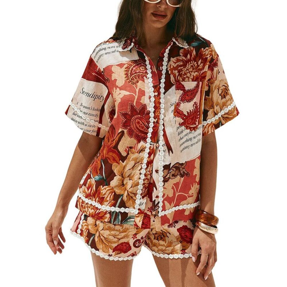 Amina Glam Womens  Shirt & Short Set, Multicolor